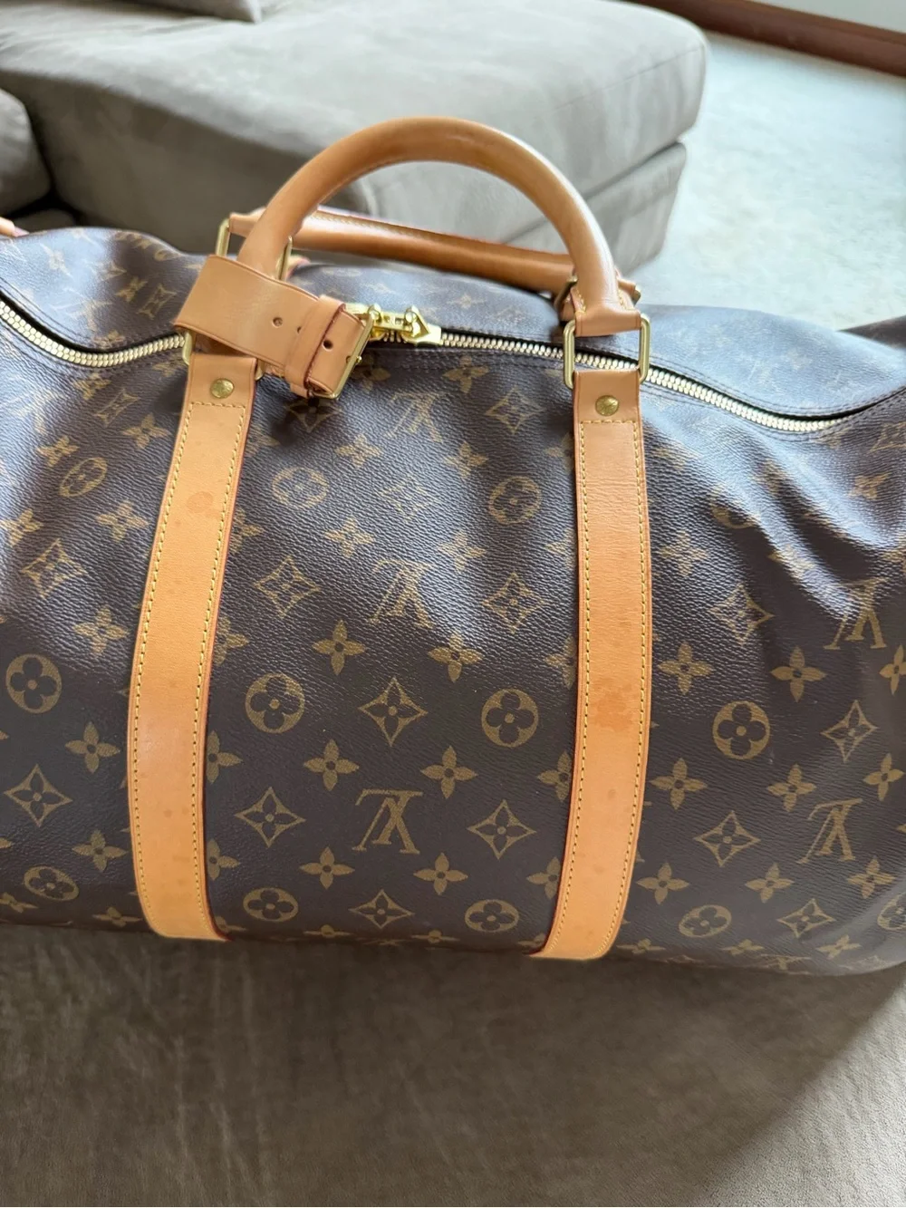 Louis Vuitton Monogram Keepall 60 Duffle Bandouliere Bag 55  🤎